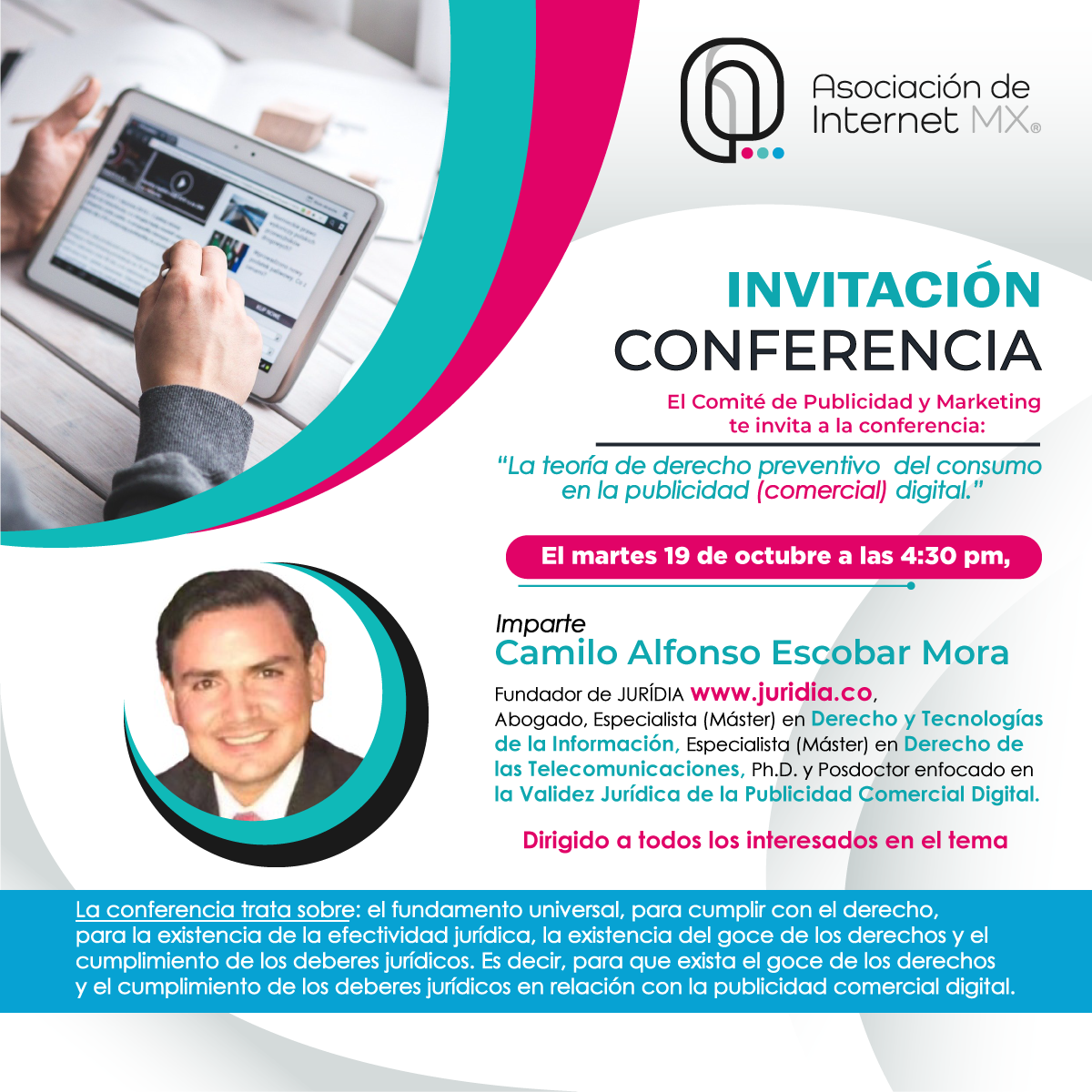 Nuestro Fundador Dará Su Conferencia En La Asociación De Internet Mx 3453